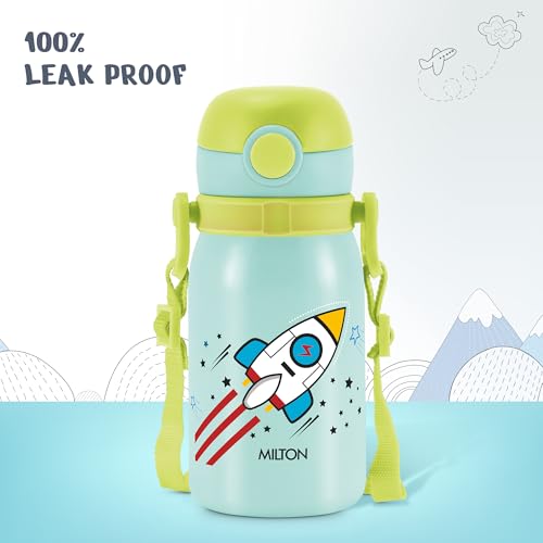 Image of MILTON Torque 450 ISI Certified Stainless Steel Water Bottle, Leak Proof, Rust Proof, Single walled,1 Yr Warranty, Ideal Sipper Water Bottle for School Kids Bottle, 455 ml, Mint Green (Rocket)