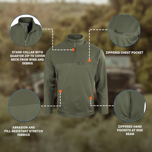Image of Propper Kinetic Quarter Zip Pullover Fleece Sweatshirt Lined Long Sleeve Performance Synthetic for Tactical Outdoors and Work