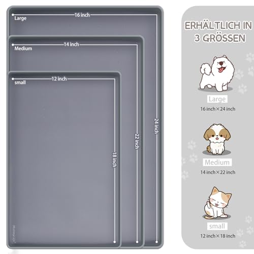 MateeyLife Napfunterlage Katzen, Napfunterlage Hund Groß, Hundenapf Kleine Hunde, Silikon Unterlage Hundenapf Grosse Hunde, rutschfeste Unterlage Katzennapf, Katzen Futternapf Matte, 45 x 30 cm