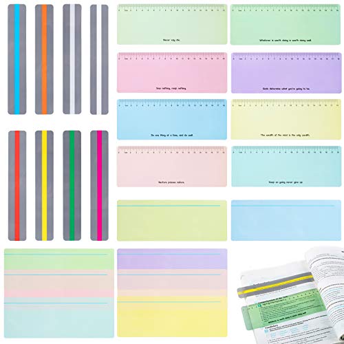 Begeleide leesstrips, XiYee 24 Stks Leesgids Highlight Strips, 3 Stijl Hoogtepunten, Gekleurde Overlay Leeslinialen…