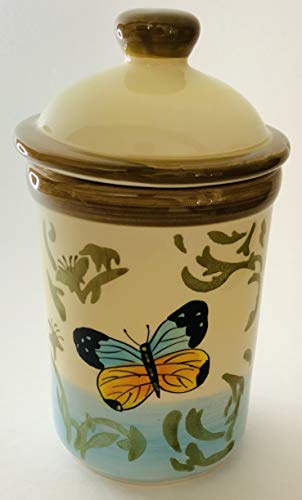 BonCera, Hand-Made Ceramic Garlic Jar. Butterfly Design GK-016