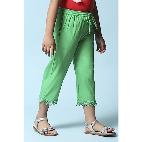 Image of BIBA Girls Regular Mid Rise Cotton Blend Capris