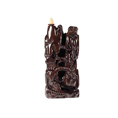 lachineuse Asian Landscapes Incense Fountain, Brown, 28x20x15cm - Image 3