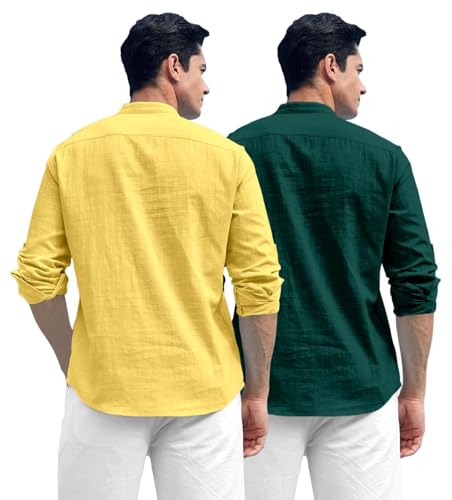 Image of Zombom Men's Kurta || Chinese Collar Long Sleeves || Straight Hip Length Kurtas || Short Kurta for Men || for Festival || Function || Occasion Wear Fancy Kurta for || Best Gifts for Men