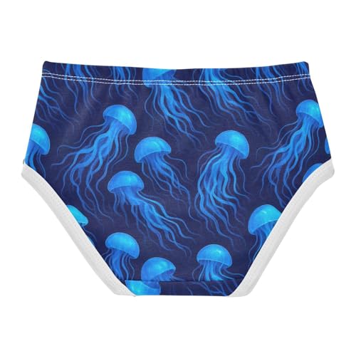 Joisal Fun Toddler Underwear Floral 2t Cotton Panties Little Girl Blue Jellyfish Deep Blue Briefs Kids Undies2