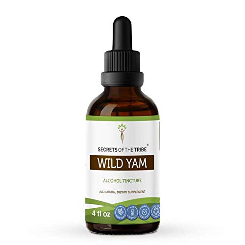 Secrets Of The Tribe Wild Yam Alcohol Tincture (Liquid Drops) 695 mg Responsibly farmed Organic Wild Yam (Dioscorea Villosa) Dried Root (4 Fl Oz) Hormone Support Supplement