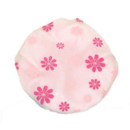 Bluelans Shower Cap Elastic Waterproof Bath Cap Bathing Hair Drying Cap Lady Salon Hat - Pink