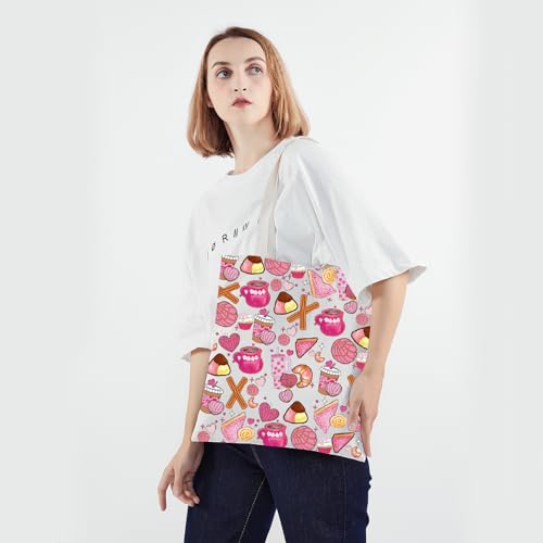 PWHAOO Mexican Food & Pastries Tote Bag - Mexican Food Lover Gift with Concha Design4