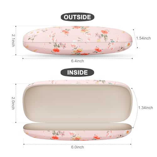 Image of Eyeglasses Case, Portable Hard Shell Protective Case for Glasses, Eyeglass Holder Box for Women with Cleaning Cloth