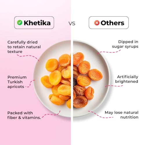 Image of Khetika Premium Turkish Apricot 200g | Dried Jardalu, Dry Fruits, Seedless Apricots, Healthy Snacks, Rich in Vitamins & Fiber & Antioxidants (Pack of 3)