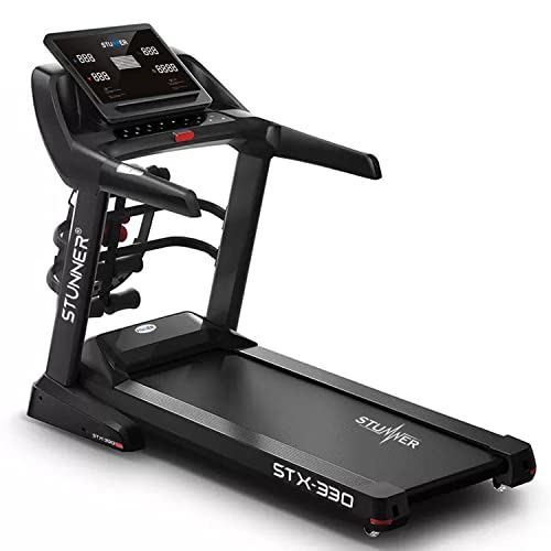 Stunner Fitness STX-330 2.5 HP Motorised Treadmill with Auto Inclination | Bluetooth Speaker | Smart Phone App for Cardio Workout at Home (STX-330 MyRun Treadmill)