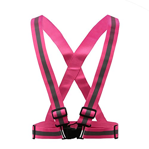 AYKRM Gilet de Sécurité Réfléchissant Haute visibilité Réglable Gilet de Sécurité pour La Course, Le Vélo, La Moto (S-XXL, Rose)