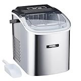 Cooks Professional 12KG Ice Maker Machine with Scoop | Countertop Ice Cube Maker for Home, Kitchen, Bar | Large Capacity 1.3L Water Tank | Quick & Easy with 2 Ice Size Options | No Plumbing | Silver