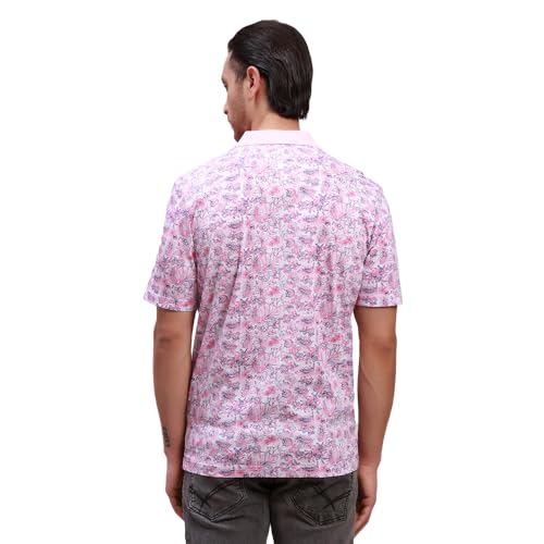 Image of Colorplus Men's Pure Cotton Print Pattern Classic Fit Polo Neck Half Sleeve Casual T-Shirt
