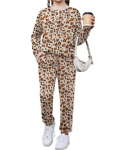 Arshiner Girls Clothes Crew Neck Long Sleeve Tops and Pants Set with Pockets Fall Outfits 5-13 Years