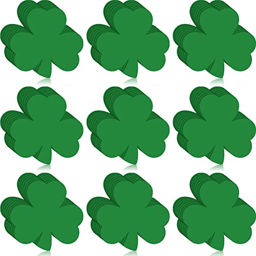 Geyee 108 Pcs Shamrock Cutouts St. Patricks Day Decorations Green Irish Clover Shape Die Cuts for St. Patricks Day Bulletin Board Classroom Irish Party Decor (5.5 Inch Single Color)