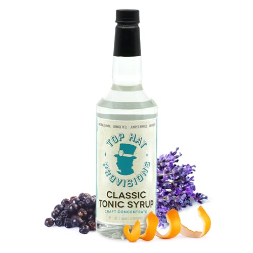 Top Hat Classic Tonic Syrup – 5x Quinine Tonic Water Concentrate – Make Tonic Water at Home – Just add Seltzer Water - 32oz bottle