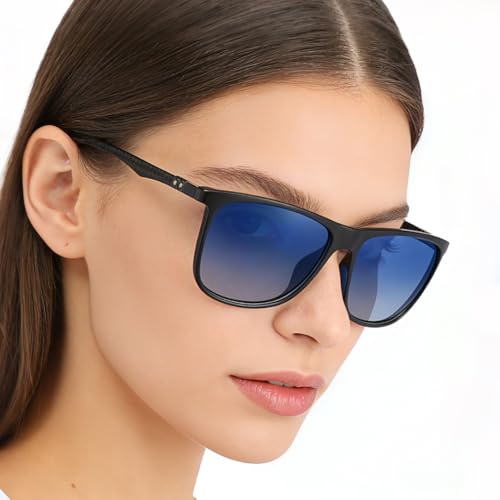 Image of Carbon Fiber Polarized Sunglasses for Men Women, Retro Square Frame, UV400 Protection HD Lens, Driving Fishing Sports
