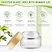 DMuuuDM Round Glass Jars,Empty Clear Glass Jar Holder with Bamboo Lids,Small Travel Cosmetic Jars for Moisturizer,Foundation,Lotion,Ointment,Body Butter&Balms,Candle Making-6 Pcs (100 Gram)
