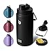 Bottle Bottle Insulated Water Bottle 2L with Straw and Dual-use Lid Half Gallon Water Jug Vacuum Stainless Steel for Workout and Sports Insulated Beer Growler with Handle(Black)