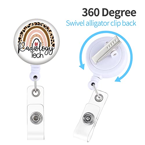 Radiology Tech Badge Reels Holder Retractable With Id Clip For Nurse Name Tag Card Rainbow Leopard Rad X-Ray Tech Nursing Doctor Radiologist Teacher Medical Work Office Alligator Clip Zjk640 #TOP1