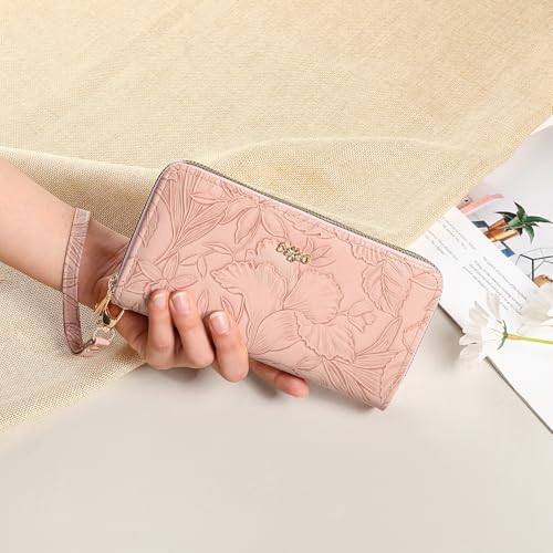 Image of RNIEGA Wallets for Women RFID Blocking Leather Women's Wallet Large Capacity Double Zip Wristlet Clutch | Credit Card Holder Ladies Phone Purse