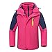 Produktbild Yuanu 3 In 1 Kinderjacke Wasserabweisende Inneres Polarvlies Regenjacke Atmungsaktiv Sport Mantel Herbst Winter Winddicht Softshell-Mantel Abnehmbare Kapuze Rosenrot 160