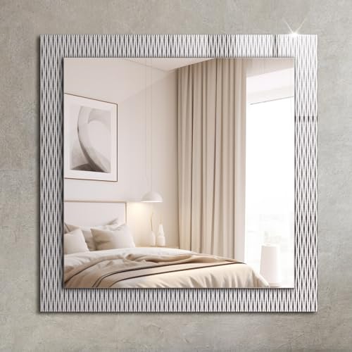 Miroir rectangulaire d'exception 60x60cm et son cadre en verre Textilgewebemuster