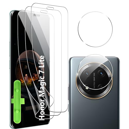 zZjoOoj Protection d'écran pour Honor Magic 7 Lite,3 Pièces TPU Film Hydrogel Transparent HD Souple en TPU Film de Protection d'écran Anti-traces de Doigts,2 Pièces Protecteur d'objectif de caméra