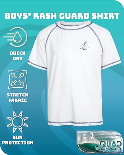 Quad Seven Boys Swim Shirt - Quick Dry Sun Protection Short Sleeve Rash Guard for Boys Surf Youth Kids Swimwear (Sizes: 5-18)2