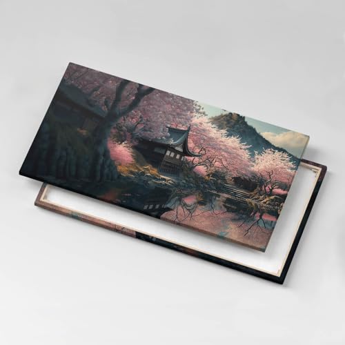Tableau photo sur toile 140x70cm fleur de cerisier rose - 5