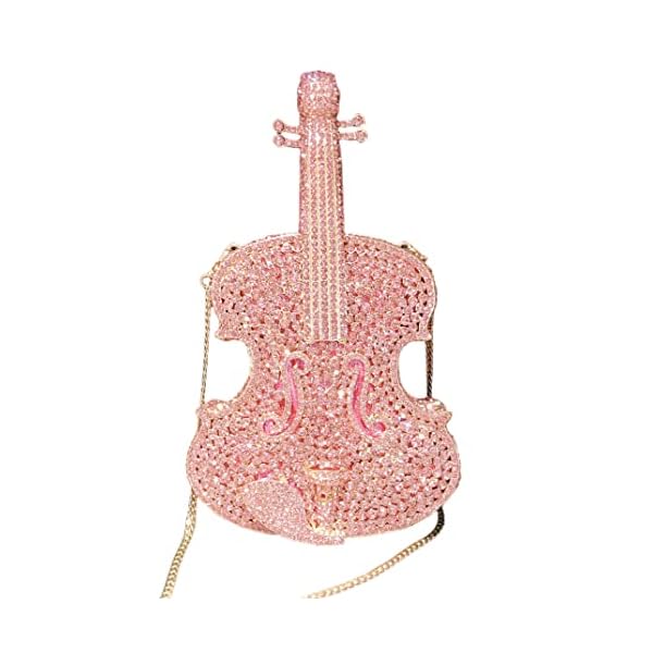 Tngan Women Mini Violin Evening Bag Sparkling Rhinestones Clutch Wedding Party Banquet Purse - Image 5