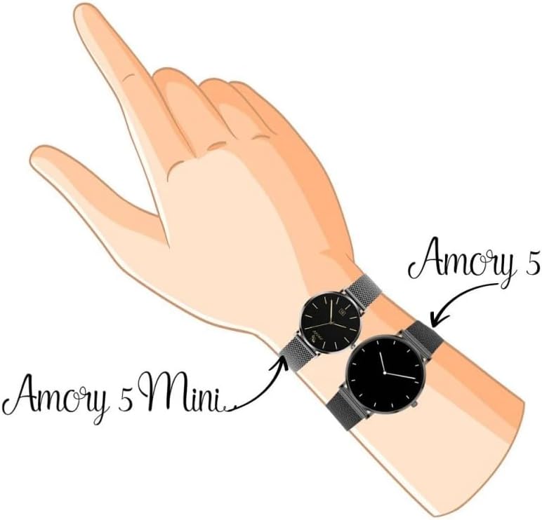 Amory 5 and Amory 5 Mini Smartwatches on a wrist for size comparison