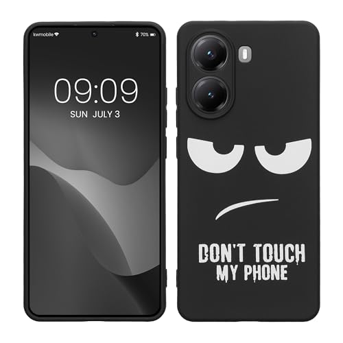 kwmobile Hülle kompatibel mit Xiaomi Poco X7 Pro 5G - Handyhülle Silikon Case - Dont Touch My Phone Weiß Schwarz