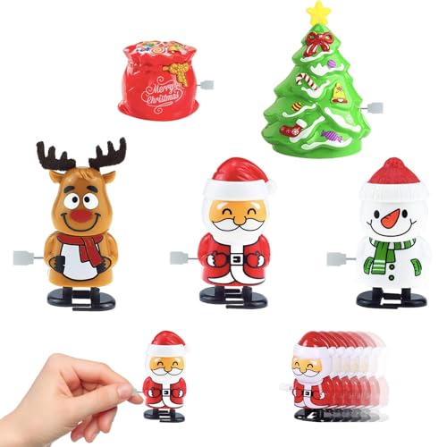 5 peças brinquedo de corda de Natal, lindas figuras de corda de brinquedo de rena, árvore de Natal, boneco de neve, Pai Natal, meias de Natal decoração presentes para crianças adultos