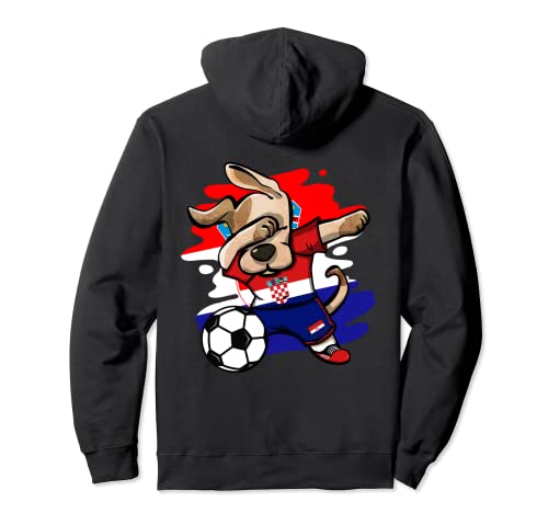 Dabbing Dog Croatia Soccer Fans Jersey Croatian Football Art Pullover Hoodie, Black