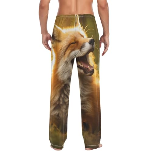 Men's Pajama Bottoms Happy Fox Forest Lounge Pajama Pants Sleep Bottoms with Pockets for Men S2