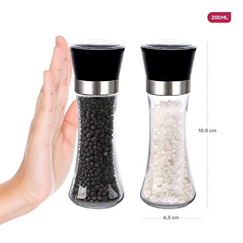 Kit Moedor Sal e Pimenta Bela Home Vidro Grande 200ml com 2 unidades