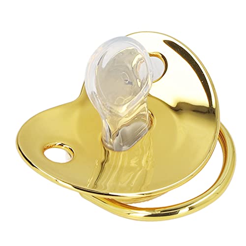 Image of Baby Pacifier,Rhinestone Night Pacifier with Chain Clip,Portable Exquisite Golden Crown Letter Cute Pacifier for Infant (D)