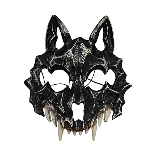 Genérico Máscara de Cráneo de Lobo, Máscara de Terror para la Cabeza, Disfraz de Cosplay de Miedo para Halloween Hombres Mujeres Niños Casas Encantadas Teatro Fiestas