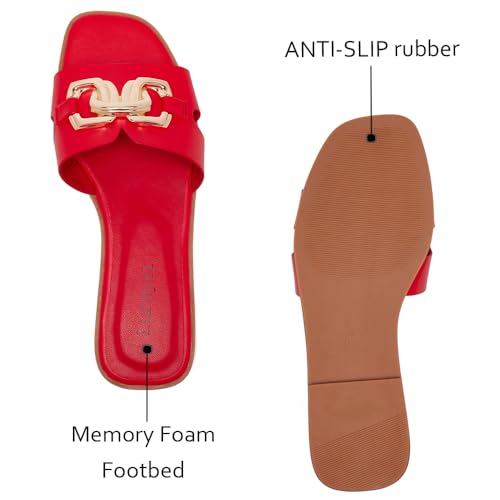 Women's Flat Sandals Dressy Summer Comfortable Fashion Leather Slippers Beach Cute Ladies Slides Casual Women's Sandals2