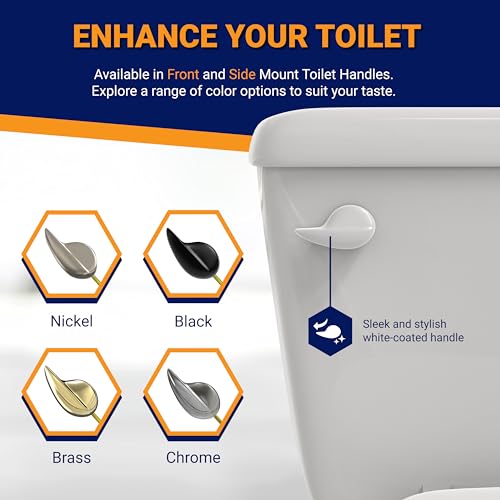 Image of Front Mount Toilet Handle Replacement, Compatible with American Standard, Kohler, TOTO, Gerber and Most Front Mount Toilet Tanks - White