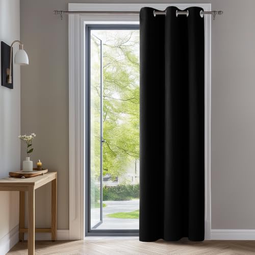 Image of 42x95 , Black : Deconovo Room Darkening Thermal Insulated Blackout Grommet Window Curtain for Nursery Room, Black,42x95-inch,1 Panel