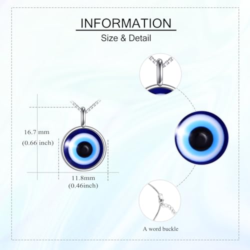 Evil Eye Necklace Sterling Silver Evil Eye Pendant Necklace Good Luck Protection Amulet Jewelry for Women4