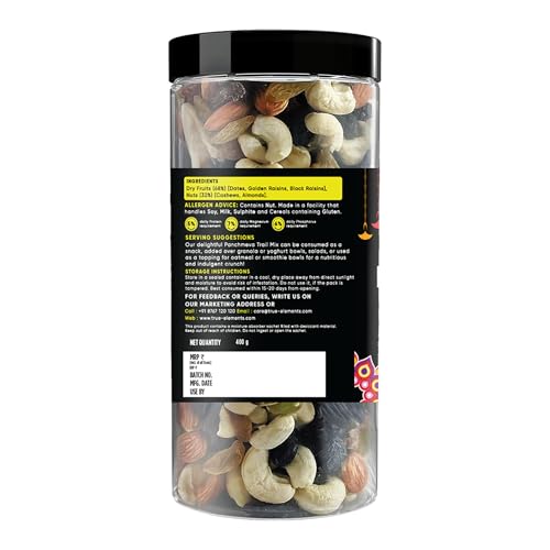 Image of True Elements Panchmeva Trail Mix 400g - Mixed Dry Fruits | Mixed Nuts | Healthy Snacks | Trail Mix | Premium Dry Fruits | Almonds | Raisins | Cashews | Dates | Blackcurrant | Protein Rich Snack