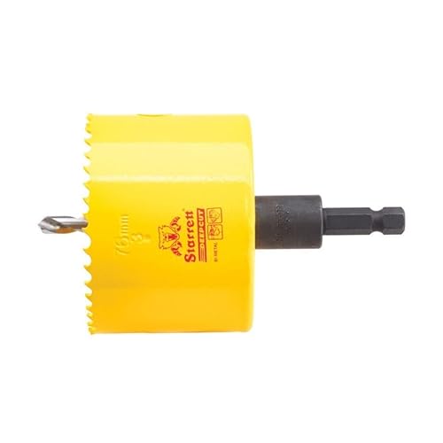 Starrett ADCH0300 - Sierra de agujero de corte profundo bimetálica con eje y dientes HSS resistentes a la abrasión - Ideal para cortar metal, acero