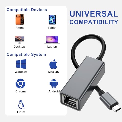 Adaptador USB C a Ethernet RJ45 1 Gbps para MacBook y iPhone 17 Pro 4