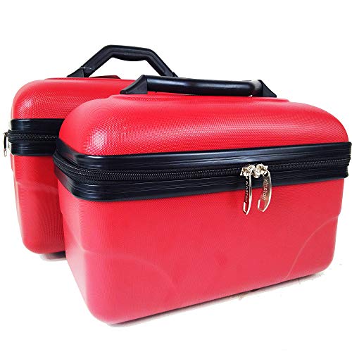 Set de 2 Grands Vanity Cases 9,18L ET 14,49L - Pack de Vanity Rigide pour Voyager en beauté (Rouge)