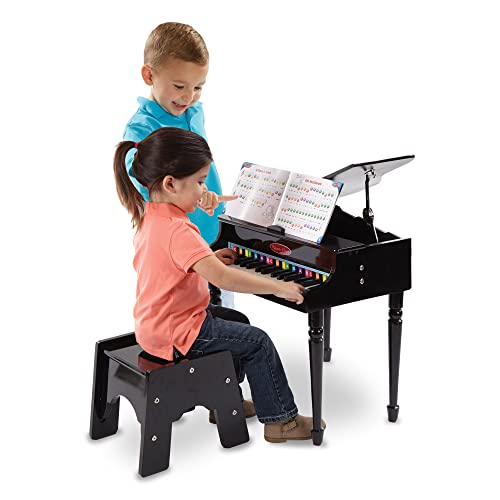 Melissa & Doug Learn-To-Play Classic Grand Piano With 30 Keys, Color-Coded Songbook, And Non-Tip Bench 23.5" X 22.2" X 10" #TOP3