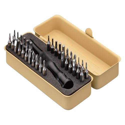 KESI 精密ドライバーセット 35点 特殊ドライバー トルクス S2鋼 アルミハンドル 磁石付き Y型 星型 iPhone Switch PC 時計 修理 分解 DIY ツール デザートサンド